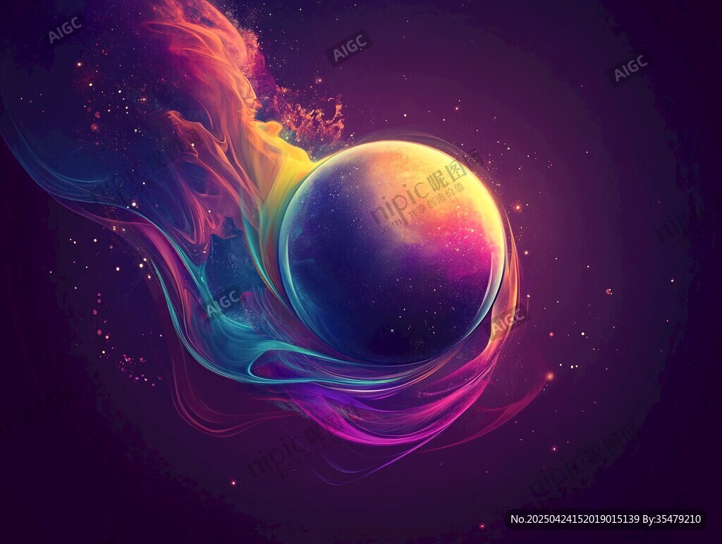 梦幻炫彩星球抽象艺术图