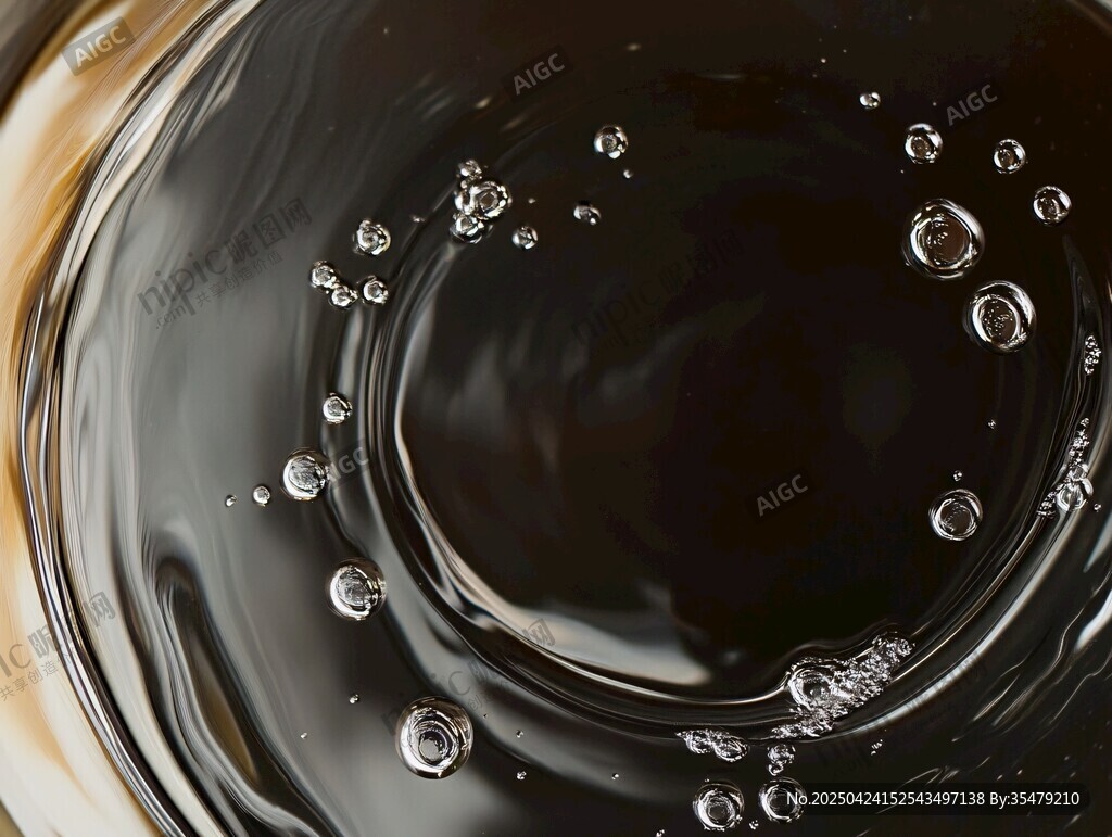 杯中液体与气泡特写