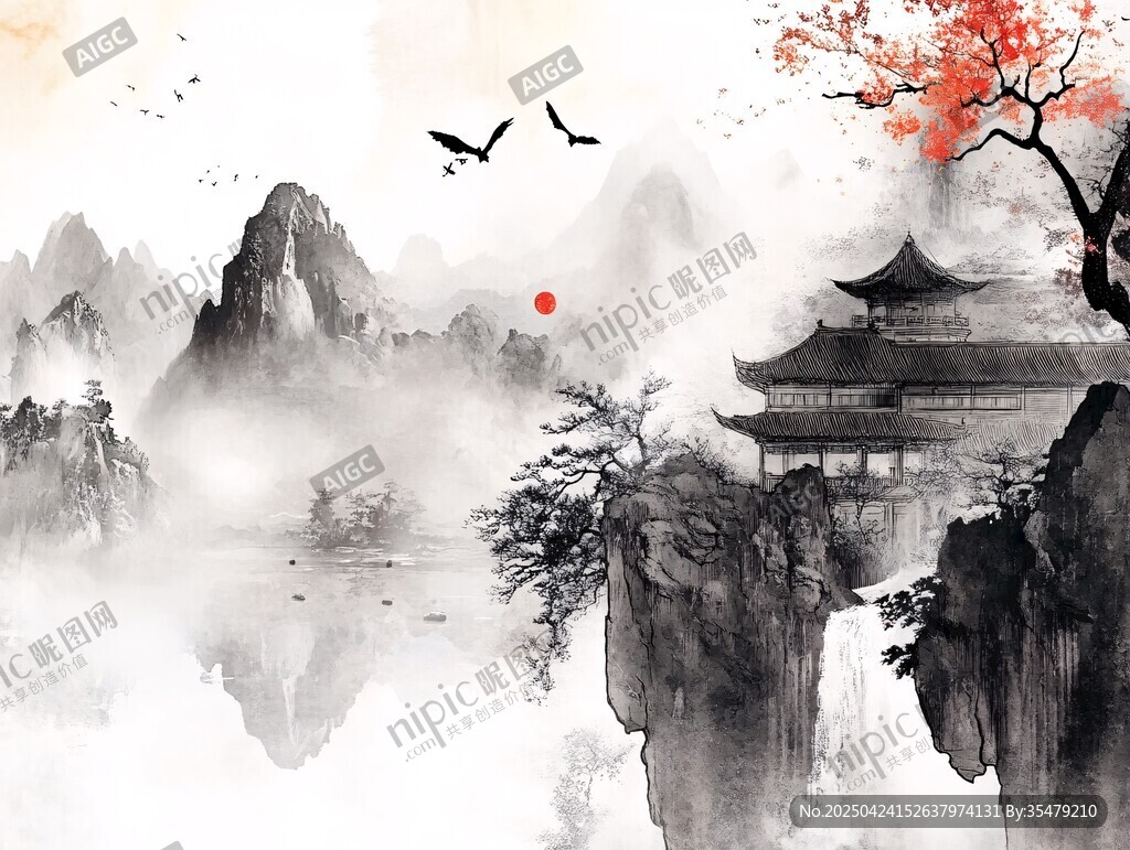 水墨山水间的诗意景致