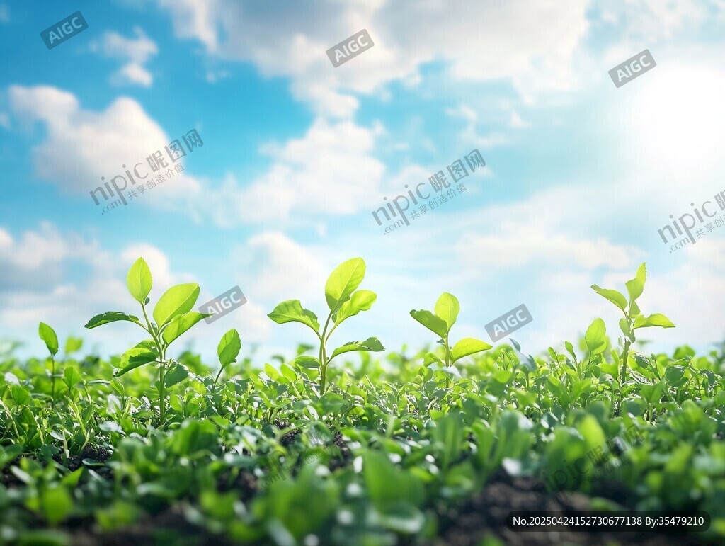 阳光下的嫩绿幼苗生机盎然