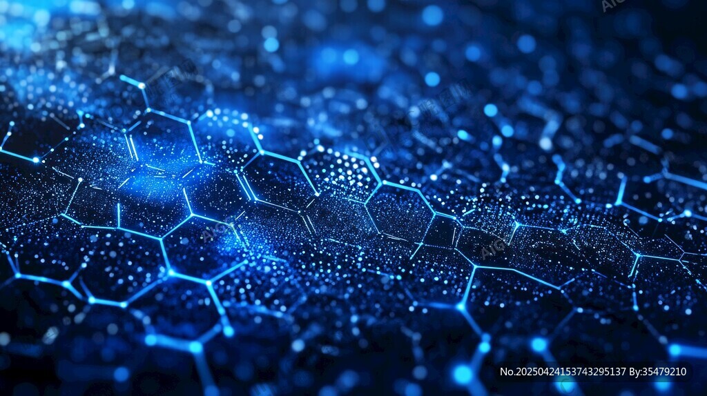 蓝色科技感六边形背景图案