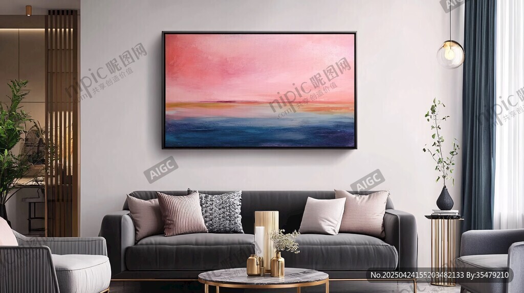 现代客厅中的艺术挂画装饰