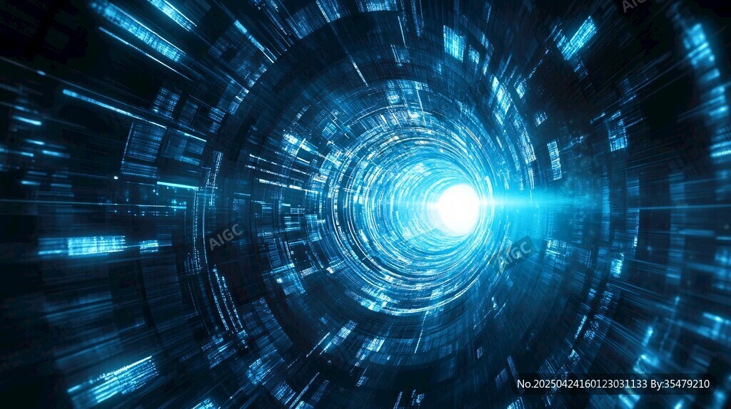 科技感蓝色虚拟时空隧道