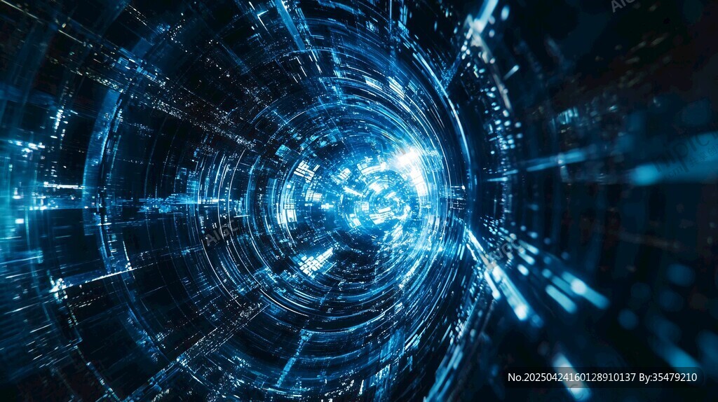 科技感蓝色虚拟数字隧道