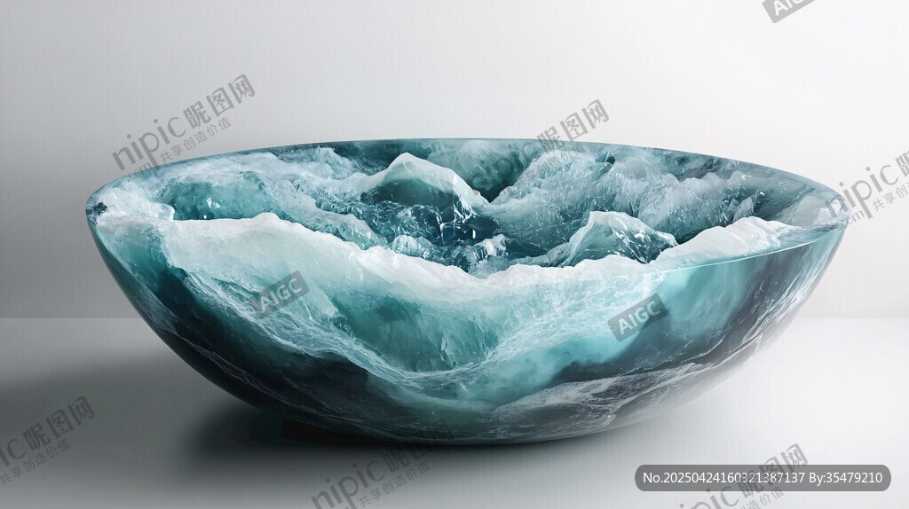 蓝绿色海洋风树脂艺术碗