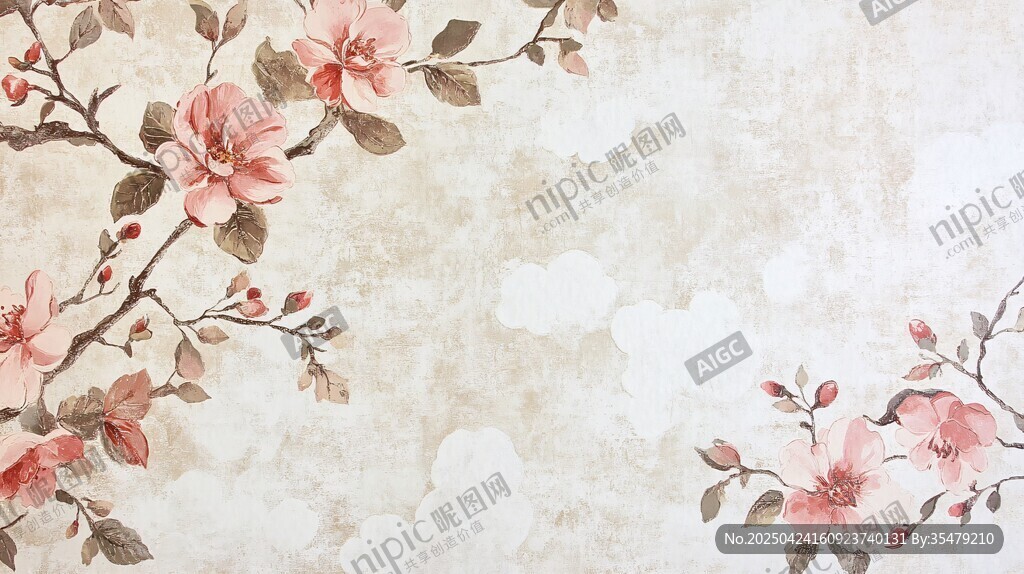 中式花卉复古风背景图