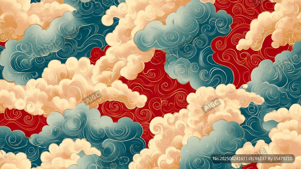 中式云纹图案背景纹理