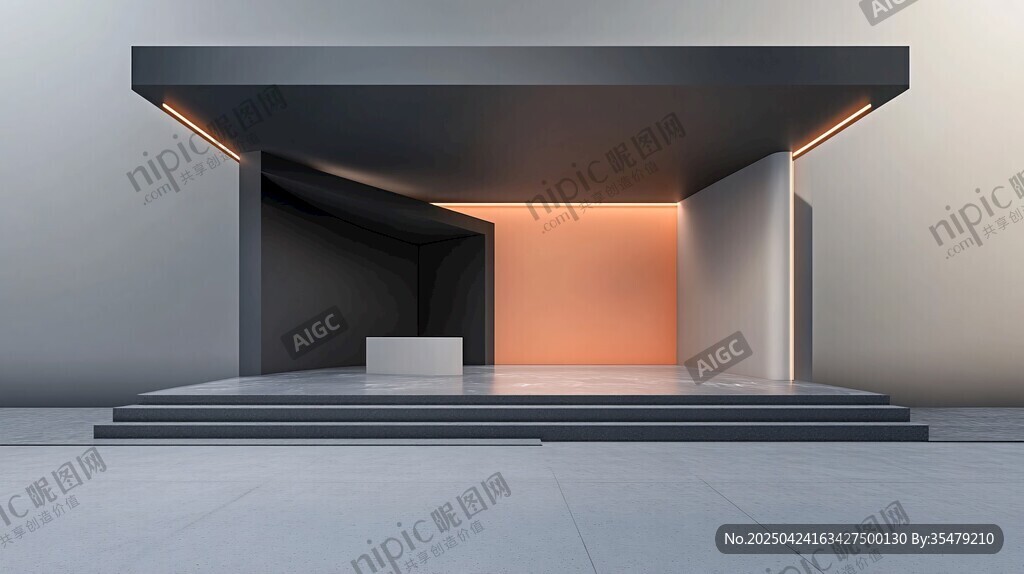 现代简约风格的几何建筑空间