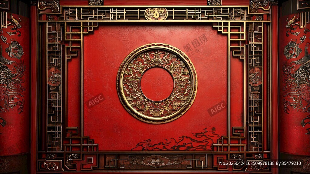 中式红墙金饰古典装饰