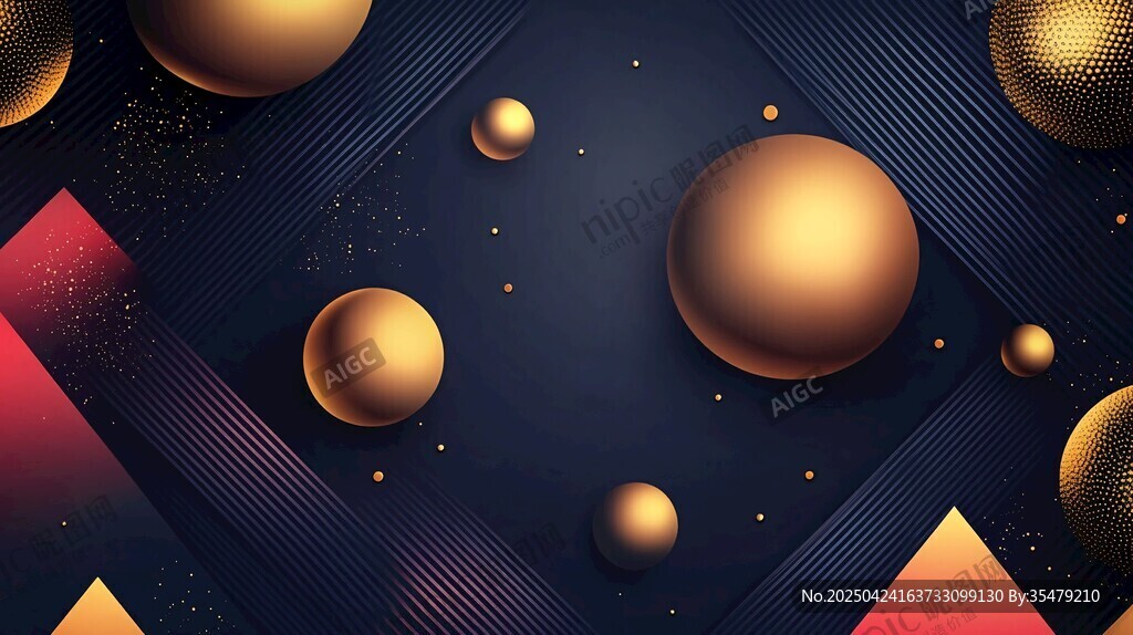 黑金几何球体抽象背景图
