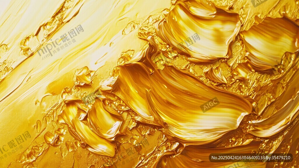 金色流动纹理艺术画面