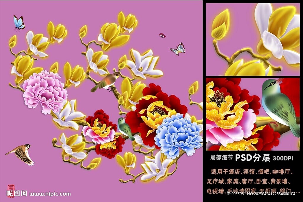 玉兰花鸟