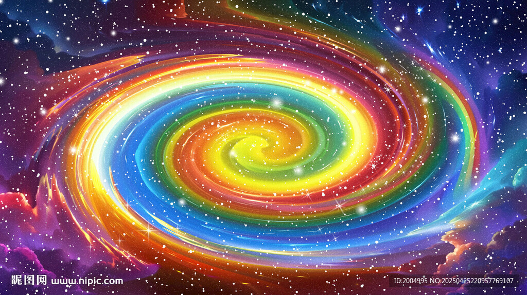 彩虹绚丽旋涡星空