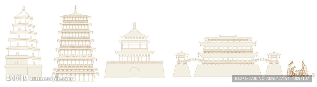 西安建筑矢量