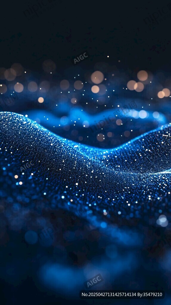 梦幻蓝色粒子流动背景