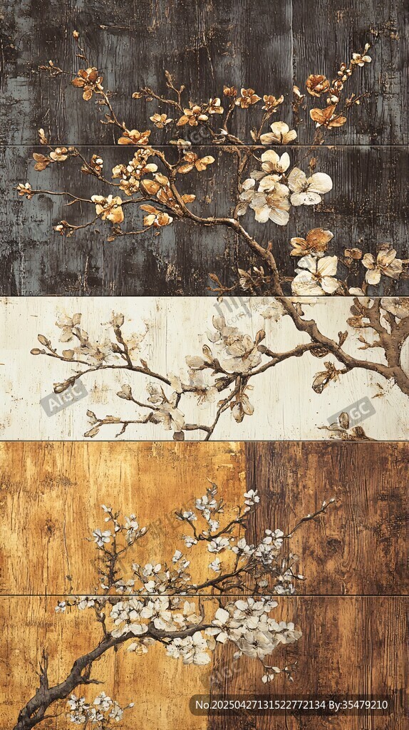 古风花卉木板背景图案