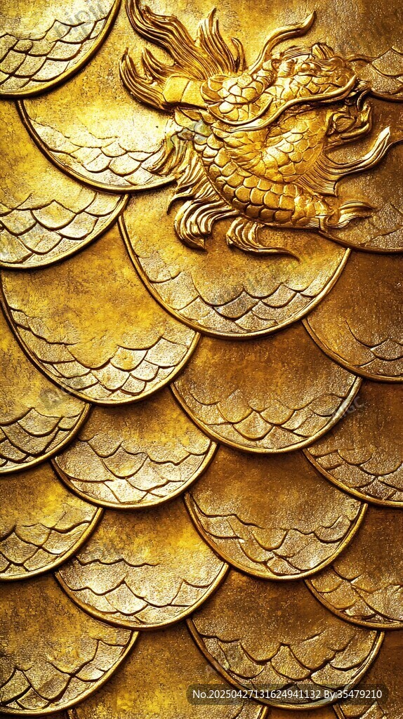 金色龙鳞浮雕艺术图案