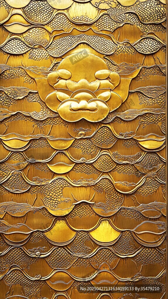 金色龙鳞纹理浮雕装饰图案