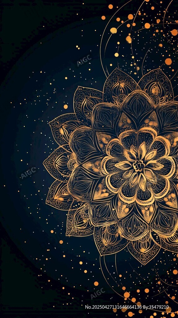 金色曼陀罗花纹神秘背景图