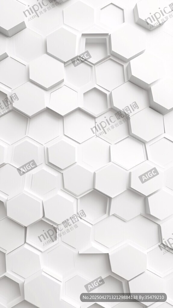 白色六边形立体几何背景