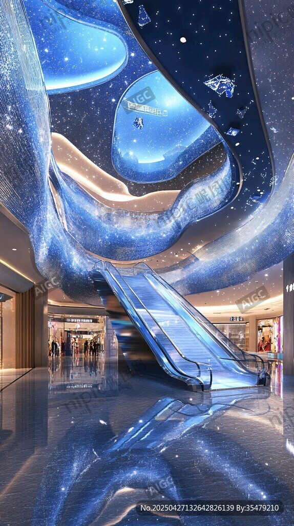 梦幻星空风商场自动扶梯景观