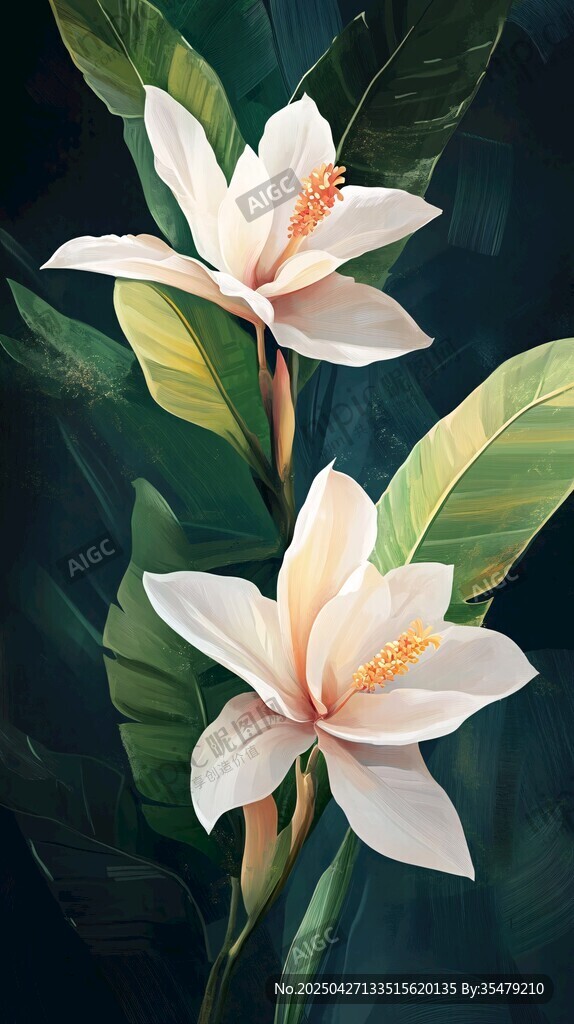 两朵优雅绽放的白色花卉