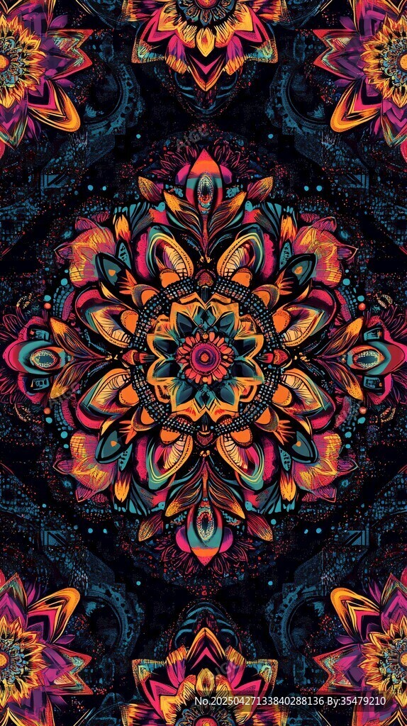 绚丽曼陀罗花纹饰图案