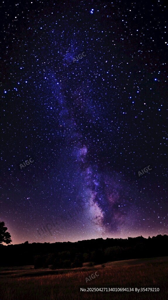 璀璨星空下的静谧原野