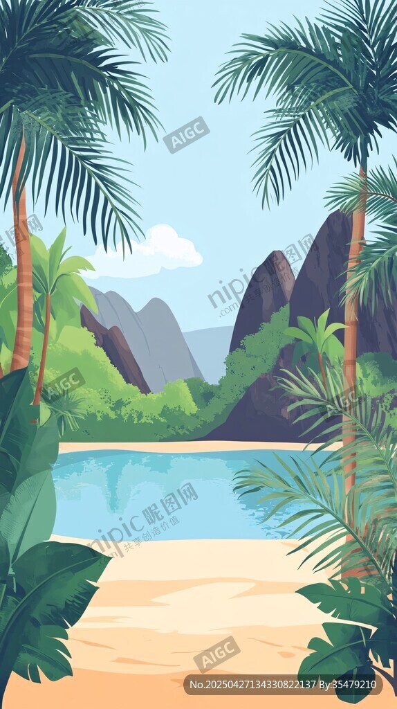 热带海滨风光泳池美景