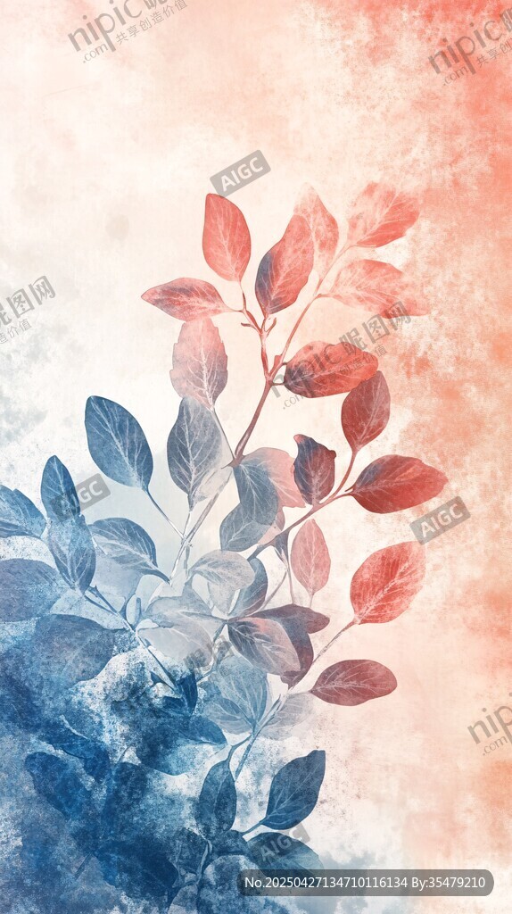 水彩绘枝叶 梦幻色彩交织