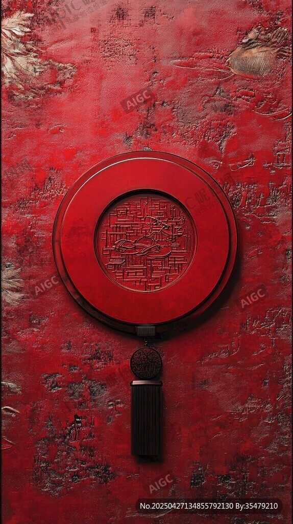 中式红墙配古典圆镜