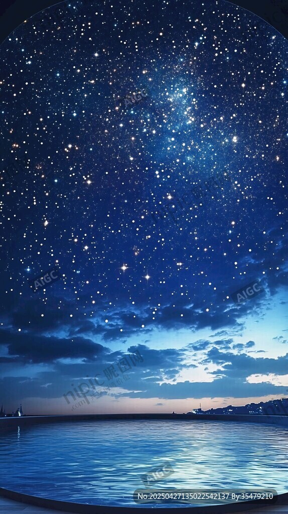梦幻星空下的宁静水面