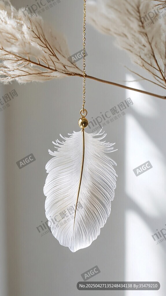 梦幻白色羽毛吊坠饰品