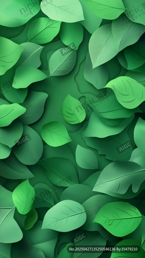 翠绿叶片构成的清新背景