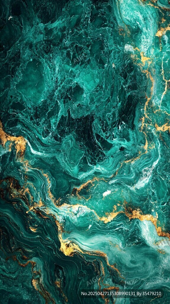 墨绿金纹抽象流体艺术纹理