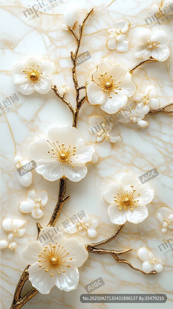 白玉梅花枝 精致装饰美