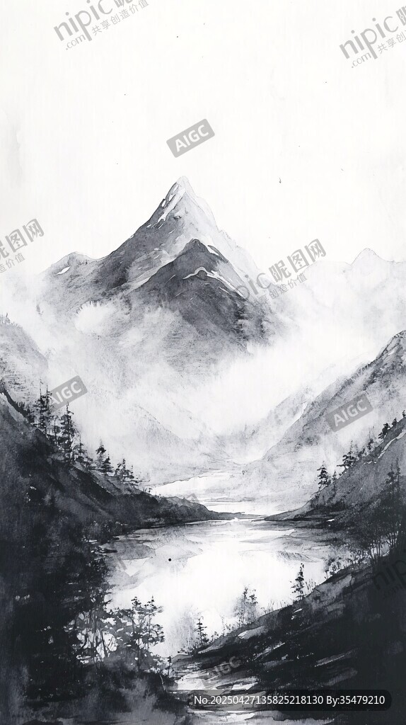 水墨山水间的静谧之景
