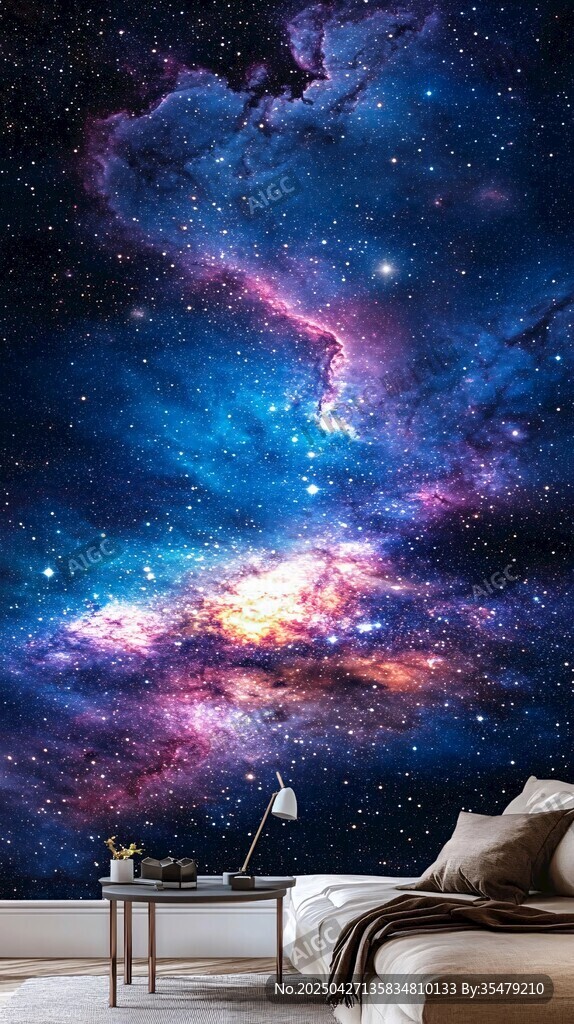 梦幻星空卧室背景墙