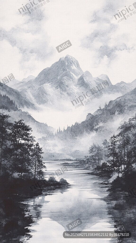 水墨山水间的静谧景致
