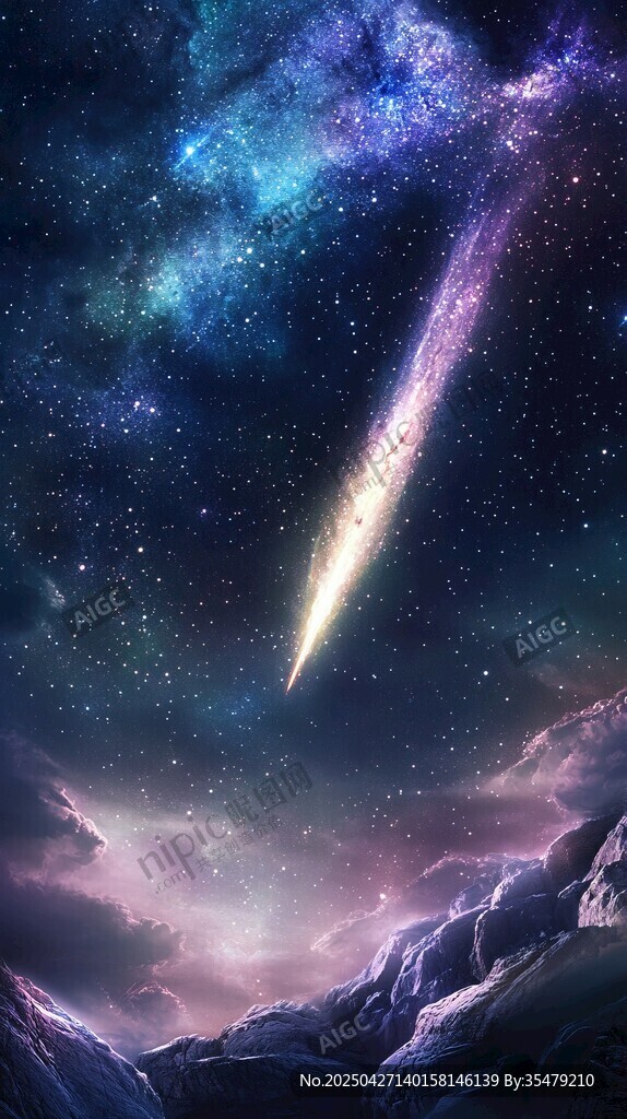 梦幻流星划过浩瀚星空