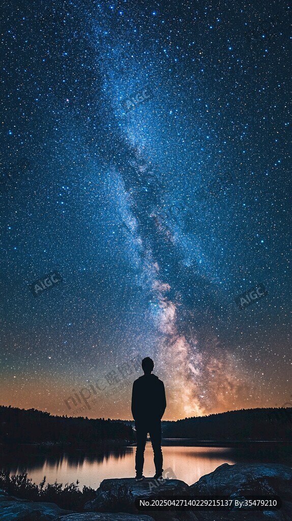 男子独赏璀璨银河美景