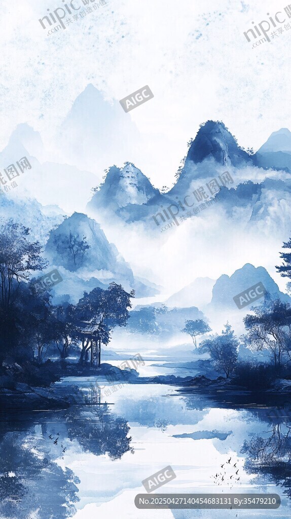 水墨山水间的静谧风光