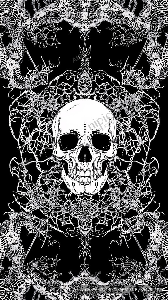 骷髅神秘花纹黑白图案