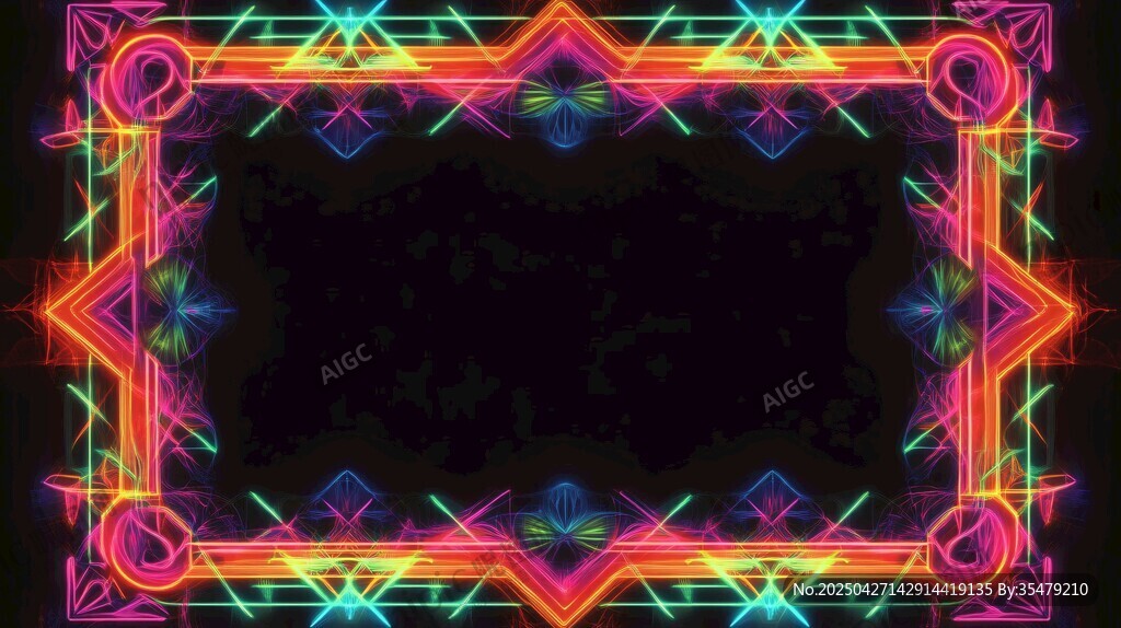 炫彩霓虹几何边框背景