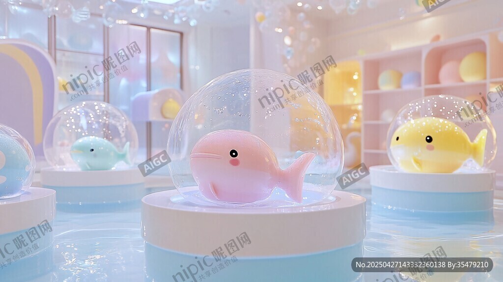 梦幻泡泡中的可爱鲸鱼摆件