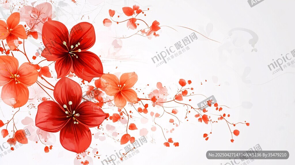艳丽红花装饰背景图