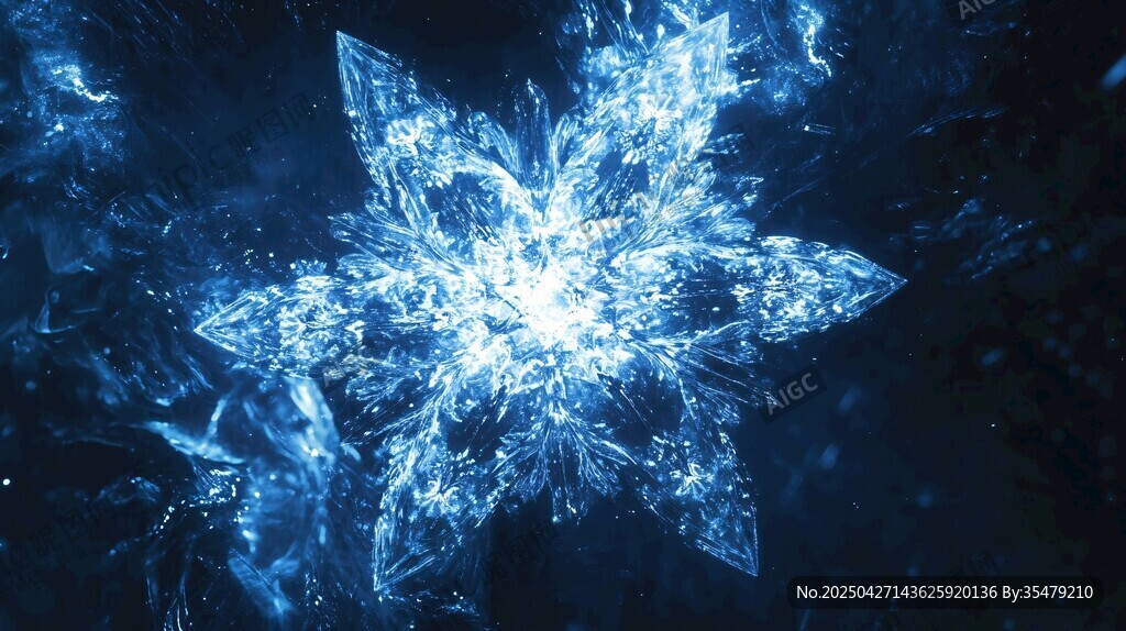 梦幻蓝色雪花特写