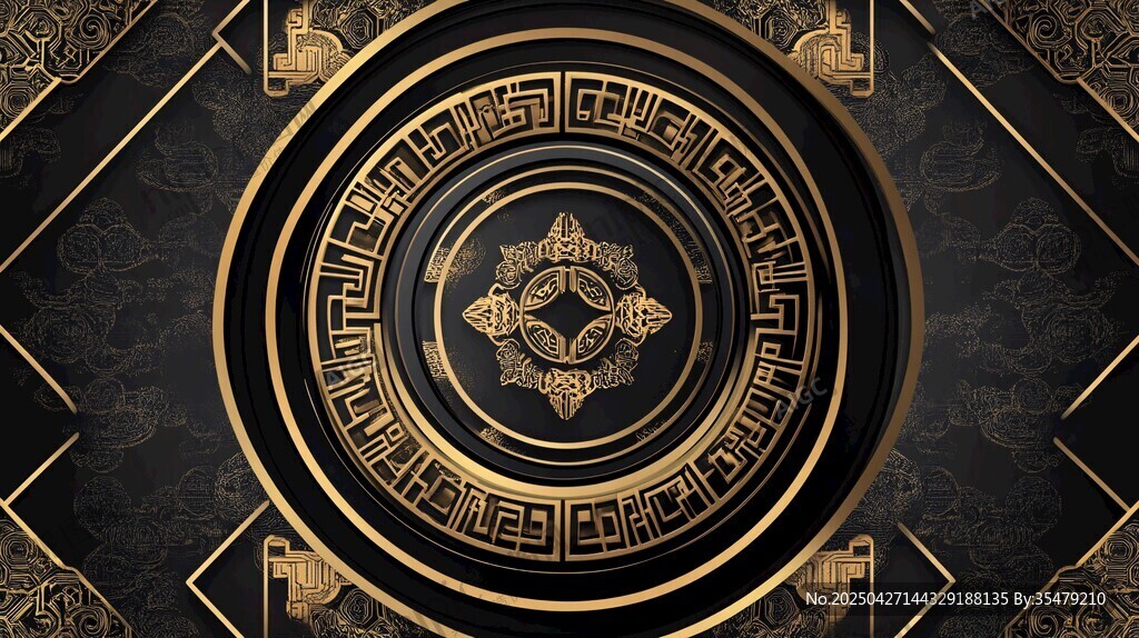黑金中式古典几何纹理背景