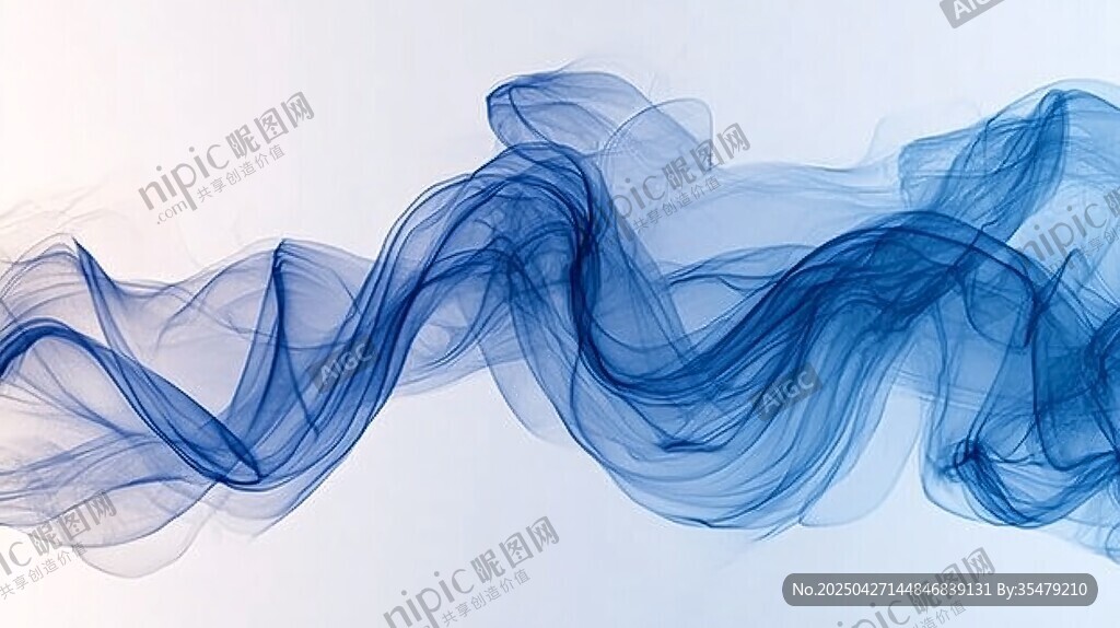蓝色动感烟雾线条艺术图