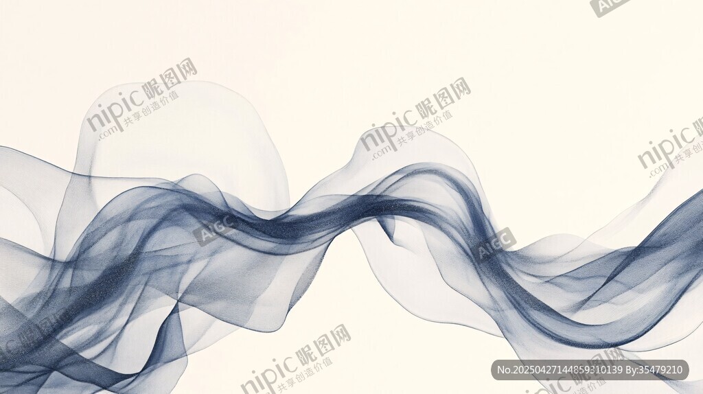 飘逸蓝纱线条抽象背景图